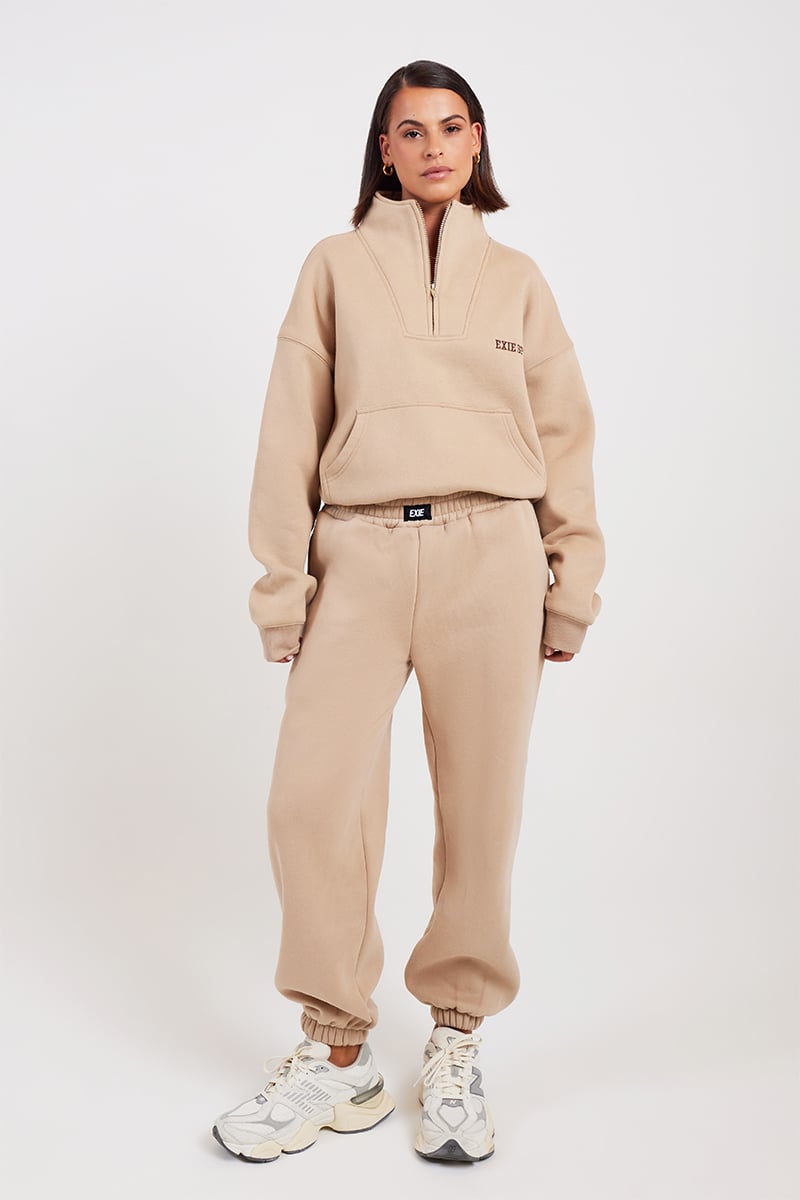 Exie Half Zip Pullover Latte | Stylerunner
