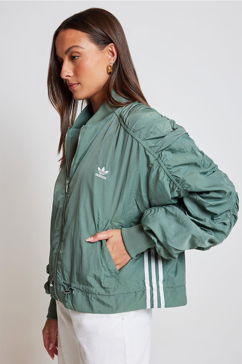 Adidas green bomber jacket best sale