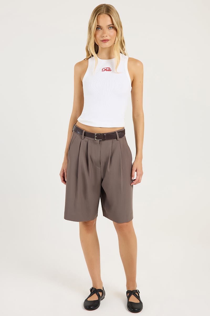 FELLE Embroidered Racer Tank Bright White | Stylerunner