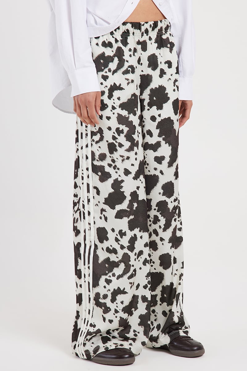 adidas Wide Leg Satin Pants Leopard Black | Stylerunner