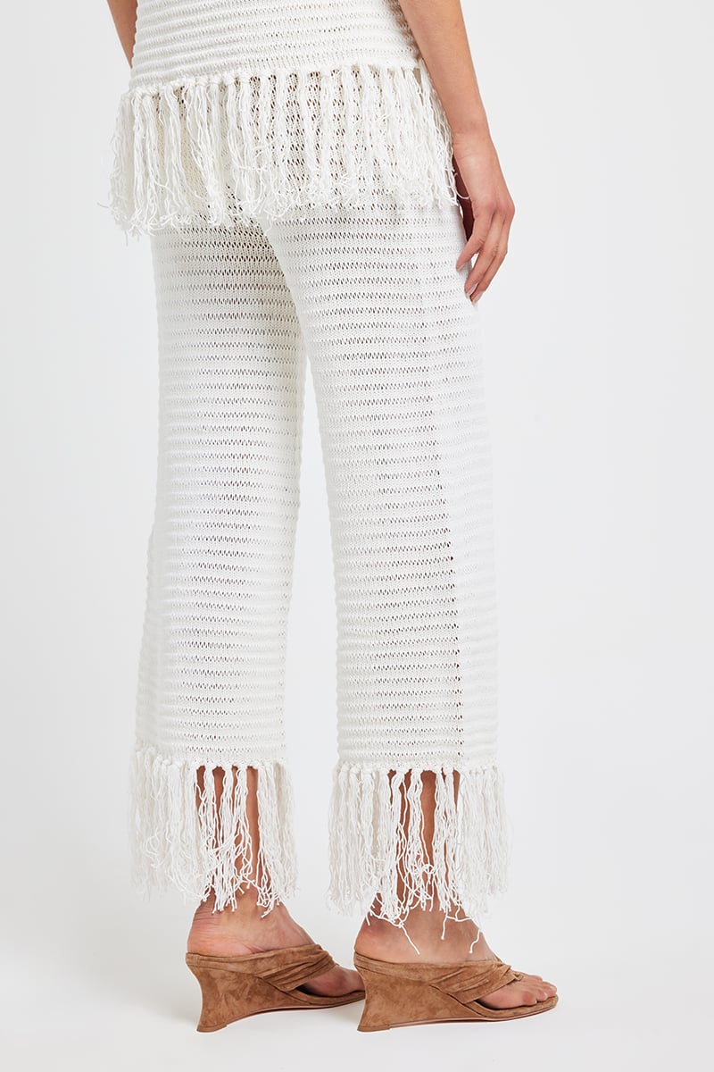 Zulu and Zephyr White Crochet Knit Pant White | Stylerunner