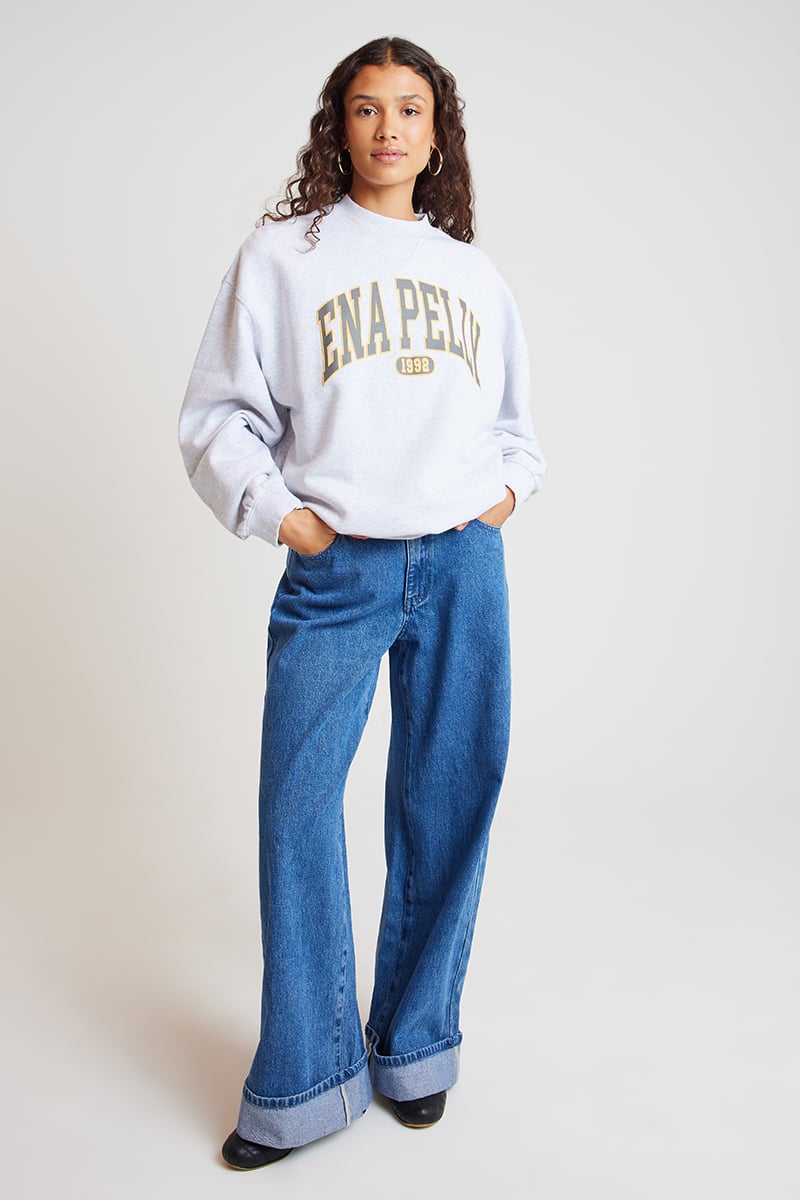 Ena Pelly Colligate Sweatshirt White Marle | Stylerunner
