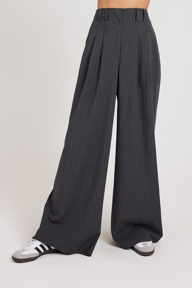 Archer Pants Pinstripe Grey  Pinstripe pants outfit, Grey pants