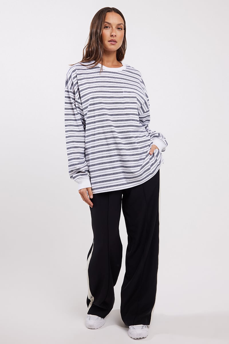 Stylerunner Asher Long Sleeve Tee Navy Stripe | Stylerunner