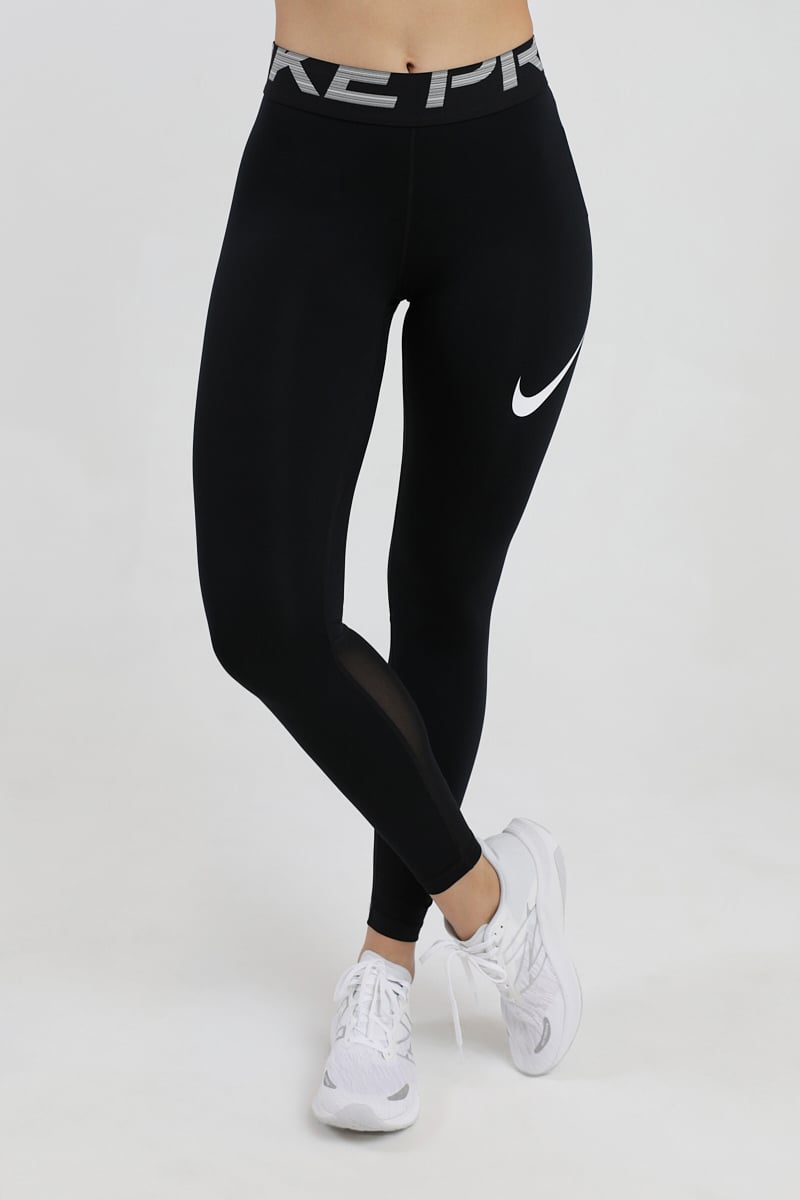 Nike Pro Dri-FIT Mesh-Paneled Leggings Black/Black/White