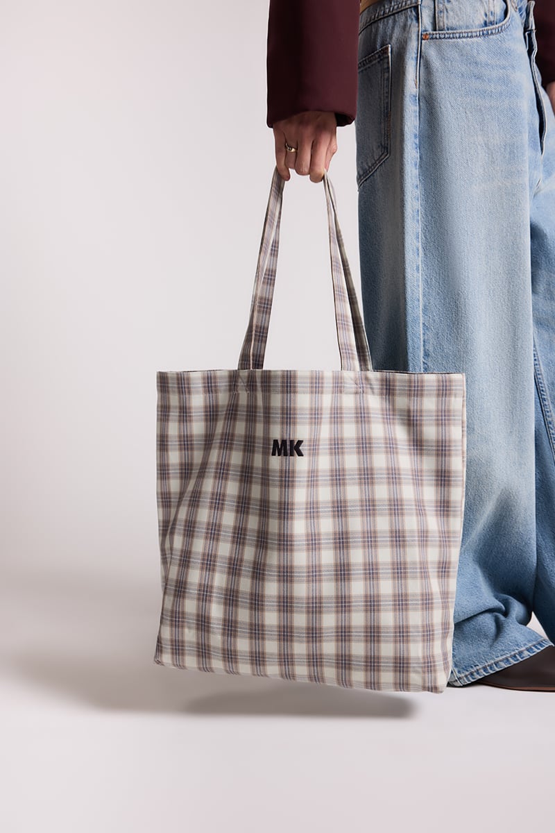 MK x SR Emery Check Tote Bag