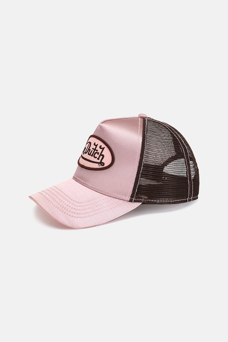 Von Dutch Satin Pink Brown Trucker Cap Hat Von Dutch Hat Cap SnapBack Pink Brown Trucker Mesh Patch  main image 4