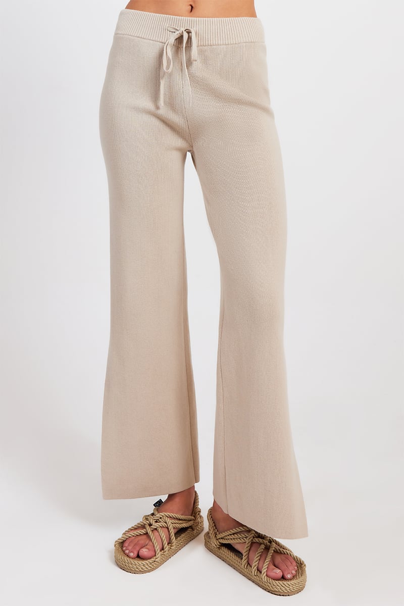 Marled Oatmeal Knit Wide Leg Lounge Pants - World Market