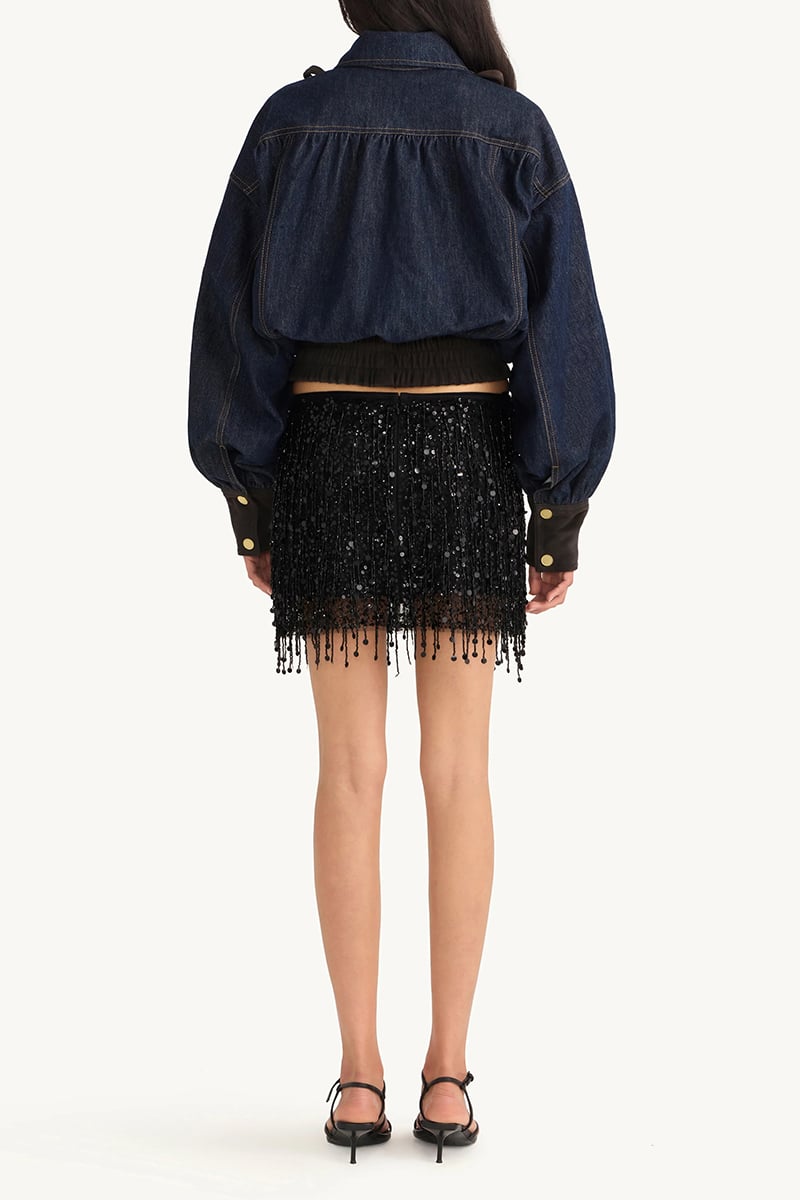 Asta Resort Yasmin Hand Beaded Mini Skirt Black | Stylerunner