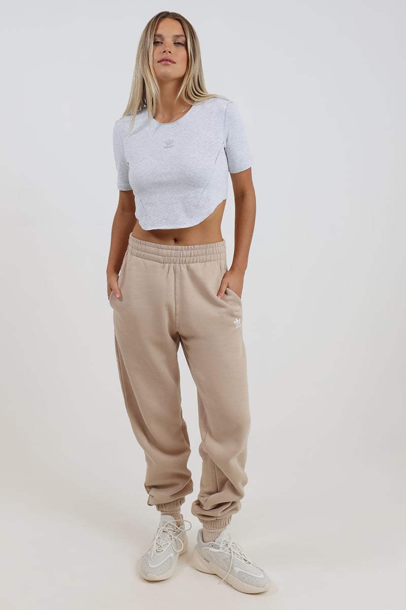 adidas Originals Crop Loungewear Tee Light Grey Heather | Stylerunner