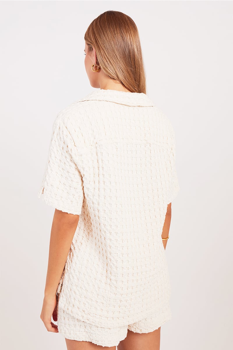 OAS COMPANY Jaffa Waffle Shirt Ecru | Stylerunner