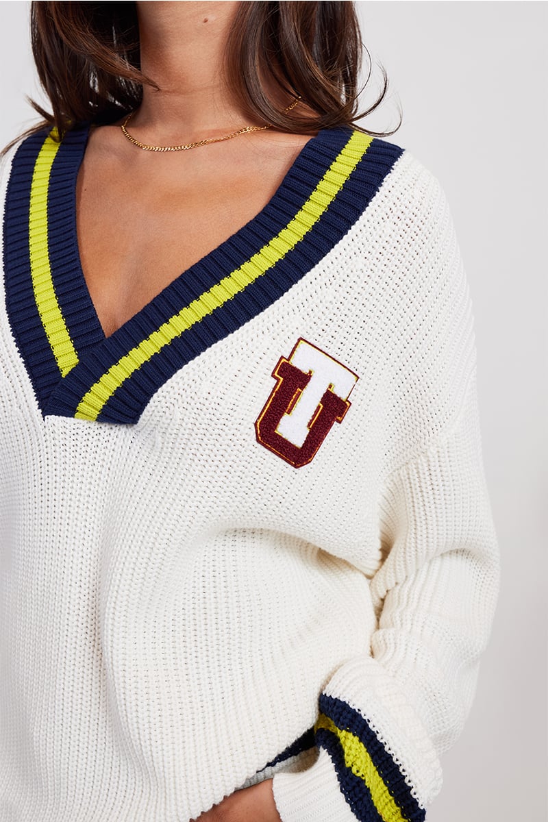 The Upside Varsity Josie Sweater Bone | Stylerunner