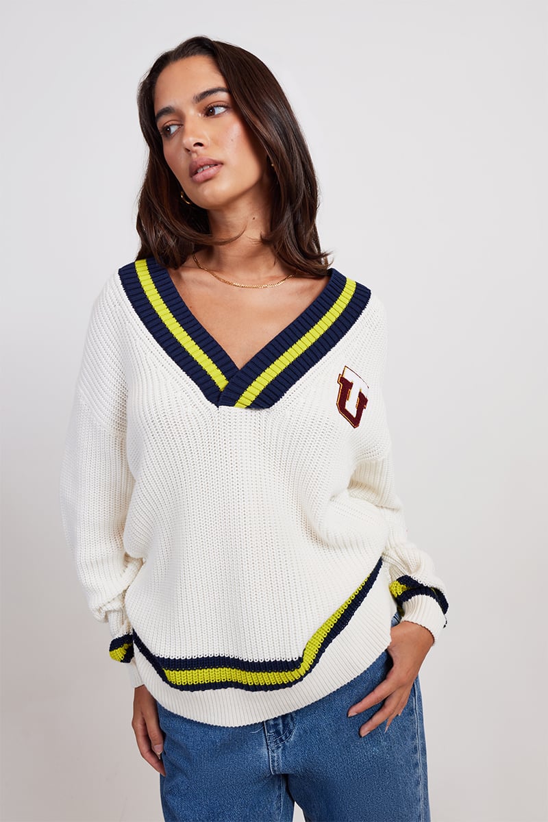 The Upside Varsity Josie Sweater Bone | Stylerunner