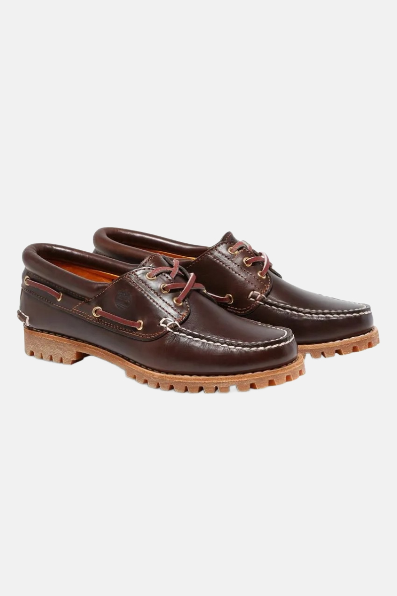Timberland Noreen 3-Eye Lug Boat Shoe Medium Brown Full-Grain