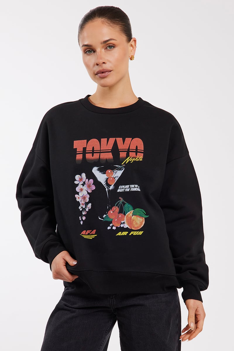 【BlackEyePatch】TOKYO SOUVENIR CREW SWEAT TOKYO SOUVENIR CREW SWEAT CHARCOAL – BlackEyePatch