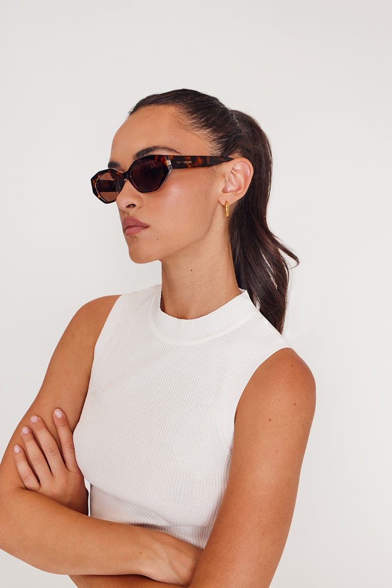 LU GOLDIE Eliana Sunglasses in Tortoise lu goldie Eliana Sunglasses - Tortoise | Garmentory main image 3