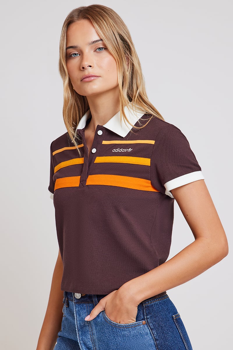 adidas Originals 80 s Slim Polo Shirt Shadow Brown Stylerunner