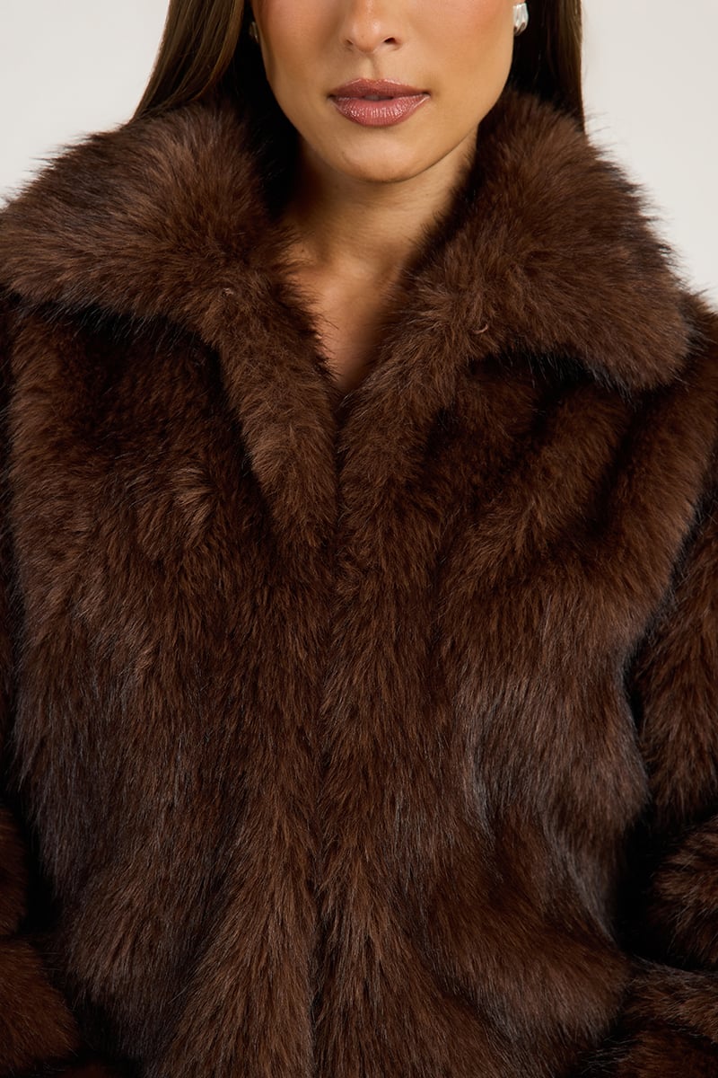 ODE Piper Fur Jacket Chocolate | Stylerunner