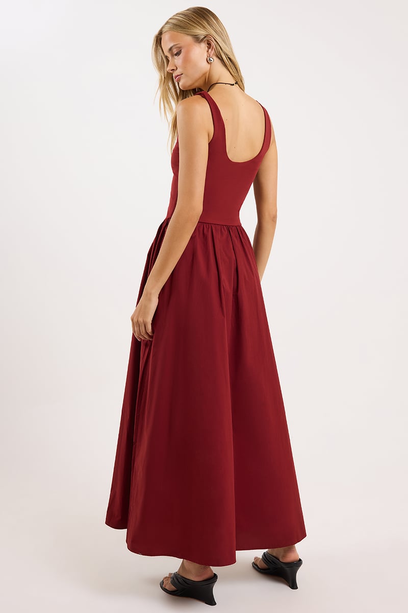 ODE Galen Drop Waist Dress Brick Red | Stylerunner
