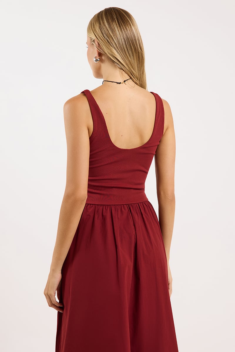 ODE Galen Drop Waist Dress Brick Red | Stylerunner
