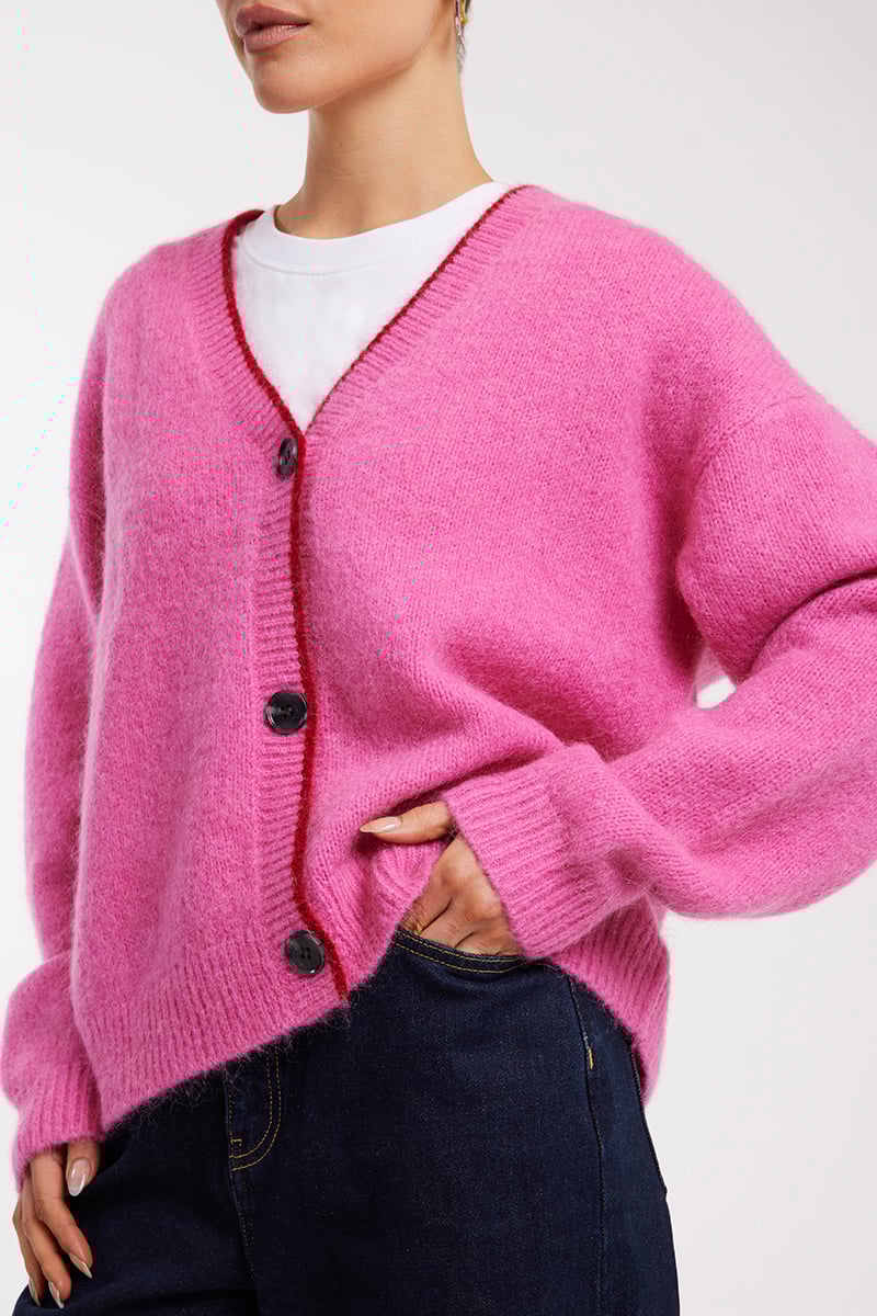 CLANE SHAGGY SHORT KNIT CARDIGAN ピンク CLANE - シャギ― ショートカーディガン - SHAGGY SHORT KNIT CARDIGAN