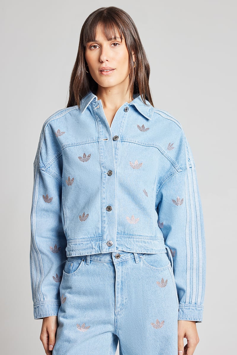 adidas Originals Rhinestone Denim Jacket Clblue Stylerunner