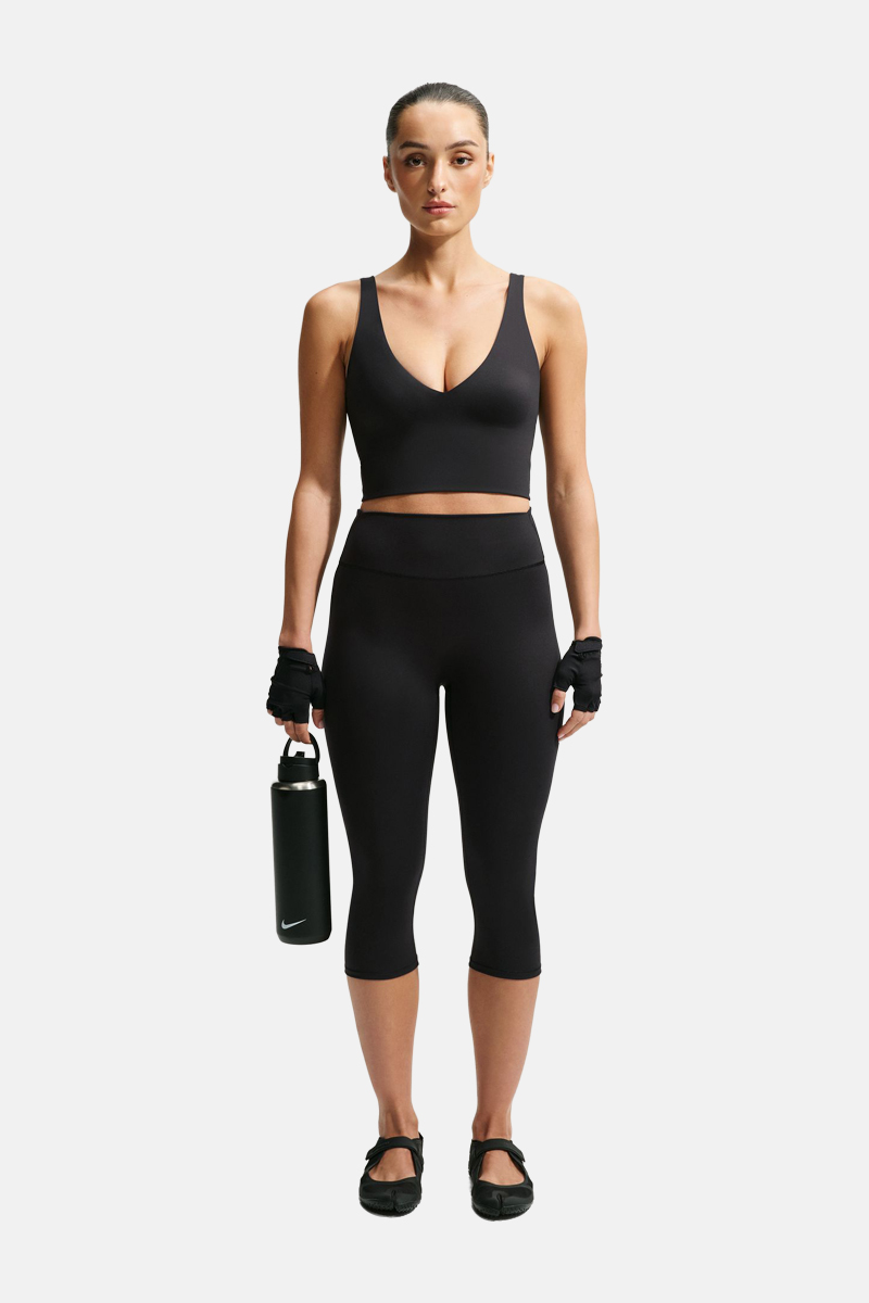 Nikeskims Matte V-Neck Long-Line Bra Obsidian
