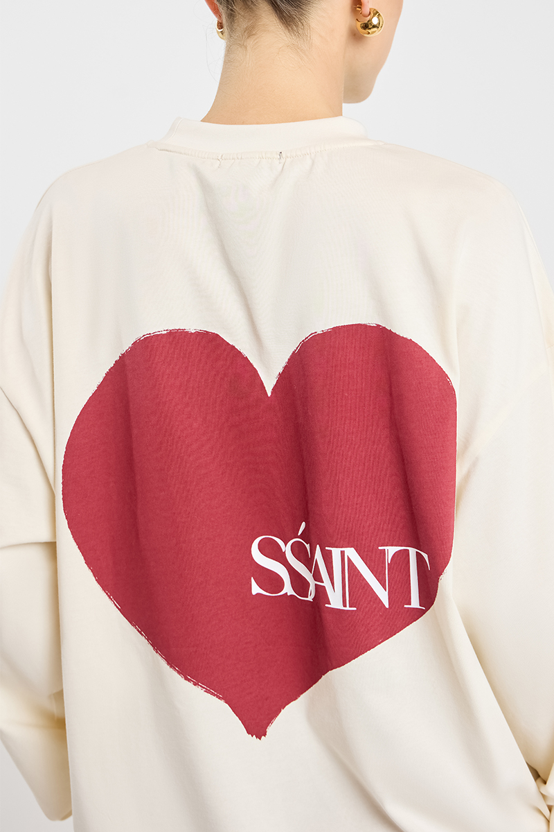 katie SPRAY ON HEART long tee 長袖 SŚAINT Heart Long Sleeve Tee Cherry | Stylerunner