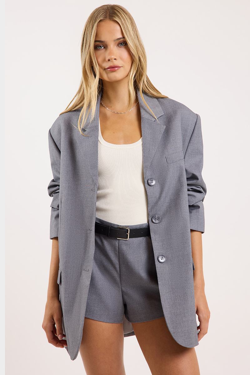 Felle Single Breasted Blazer Mid Grey