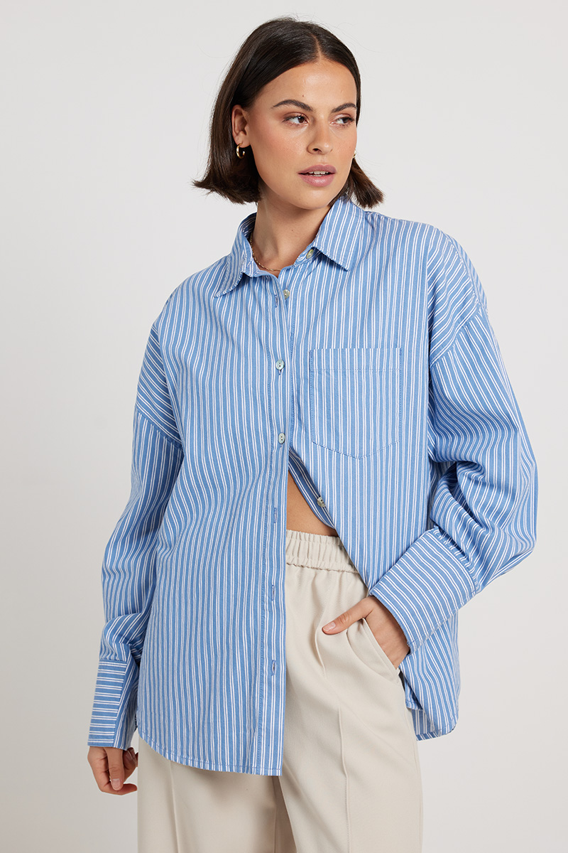 Nude Lucy Sora Stripe Shirt Blue Strip | Stylerunner