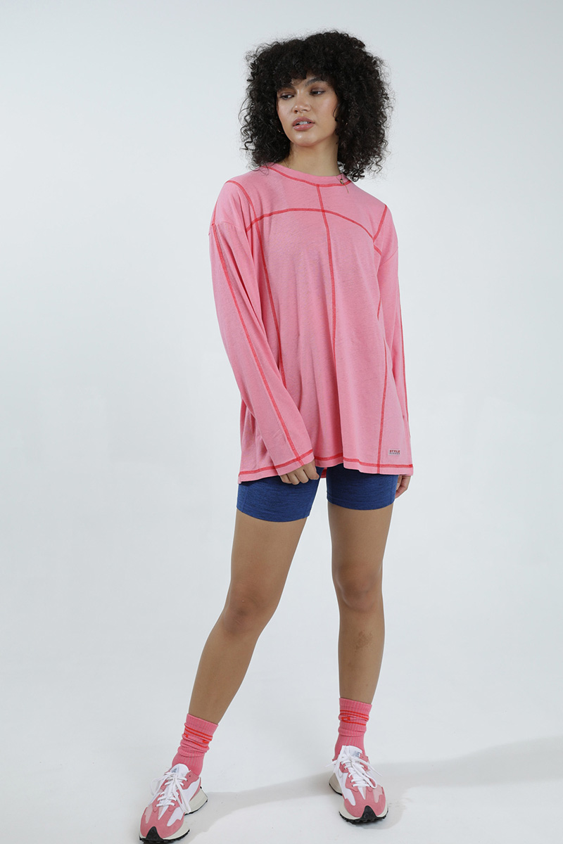 Stylerunner Double Kick Long Sleeve Tee Final Sale Blush Stylerunner