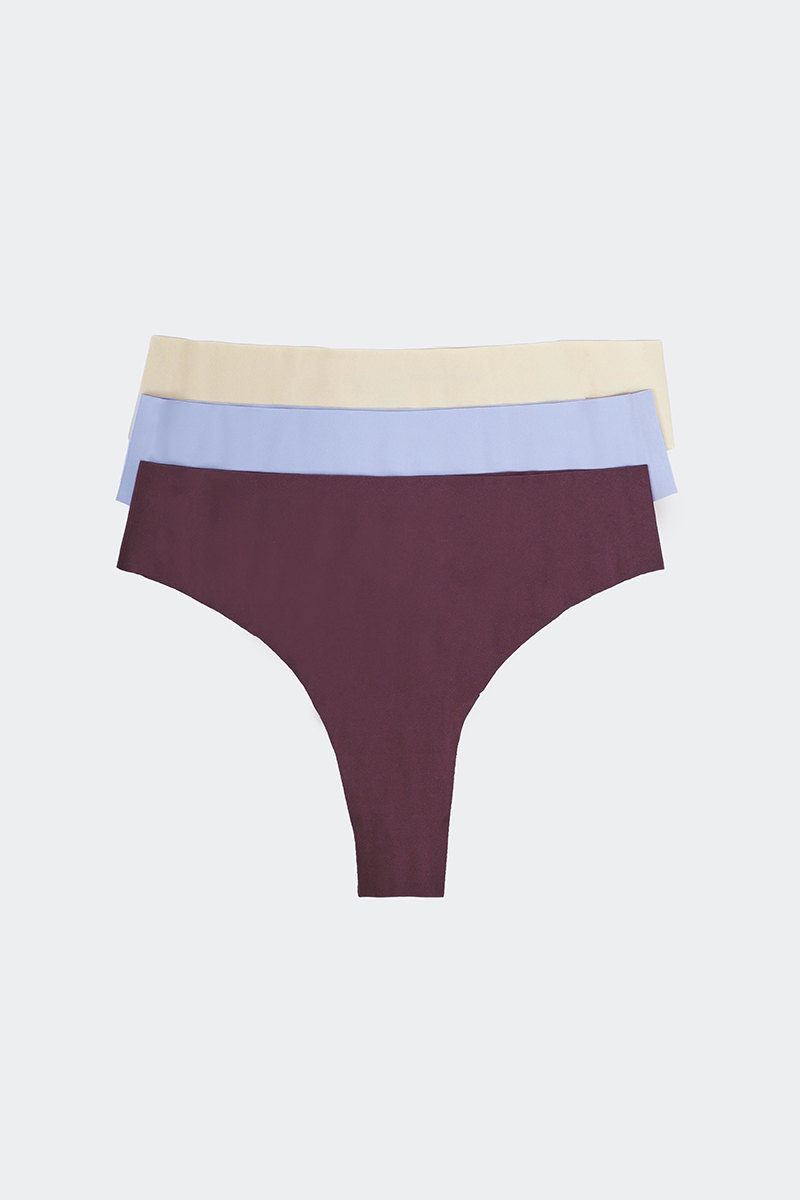 Stylerunner High Rise Thong 3pk Pale Iris/Grape/Almond