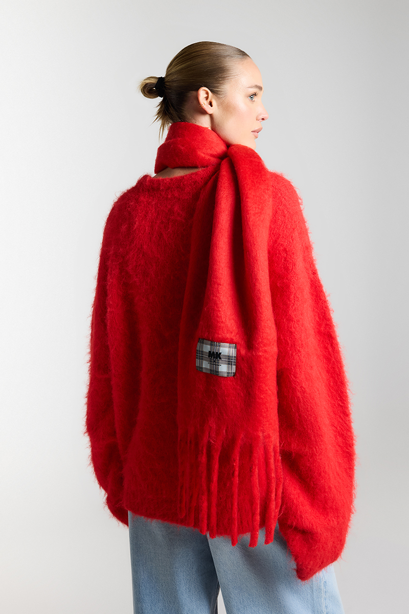 SALSATION　Shawl with opening　ライトレッド SALSATION Shawl with opening ライトレッド