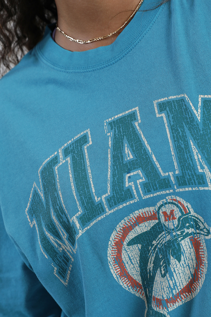 Miami Dolphins Vintage NFL Oversized Arch Tee in Teal