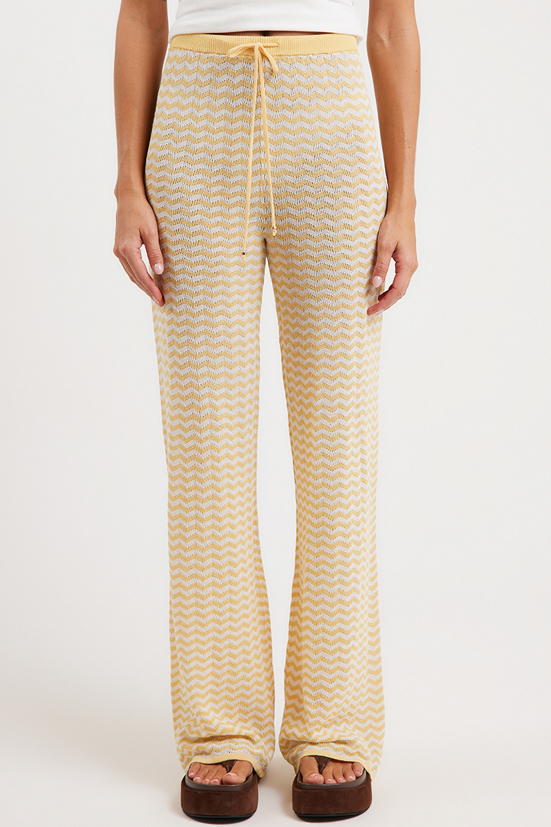 Liido Malia Knit Pant Yellow Zig Zag