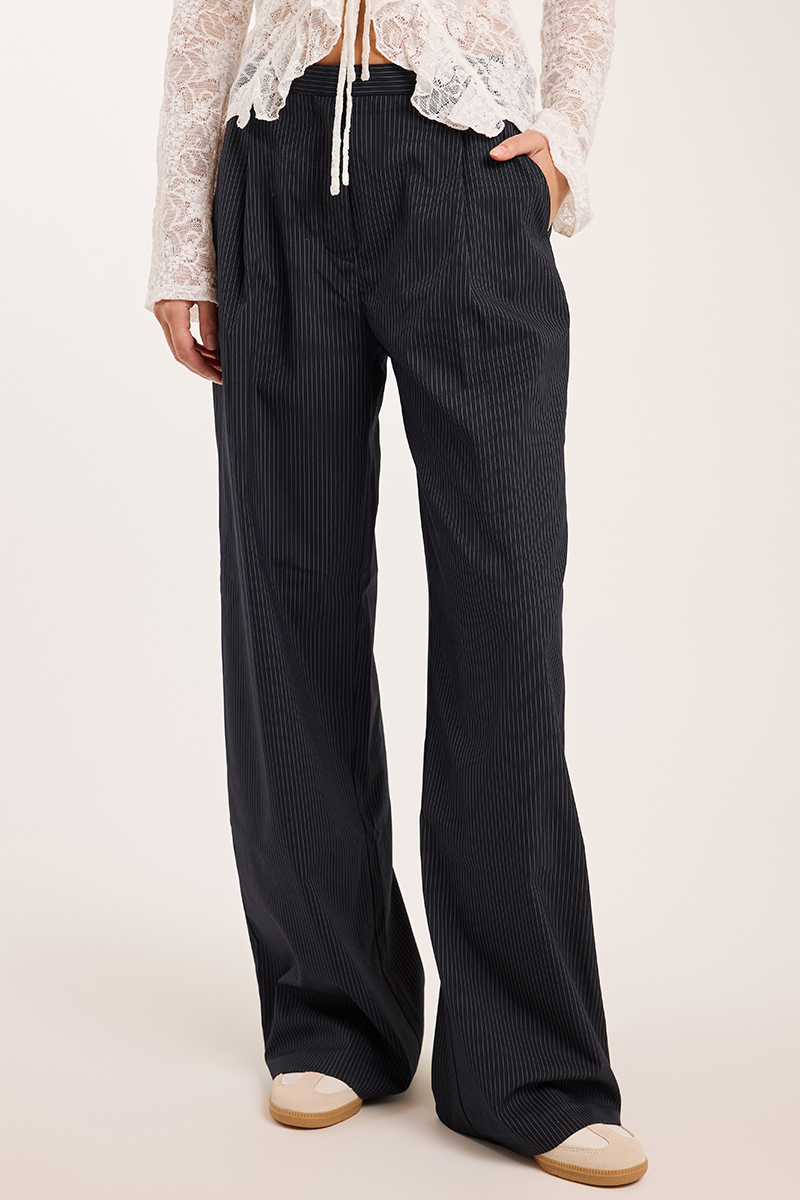 Ode Gal Tailored Pant Navy Pinstripe