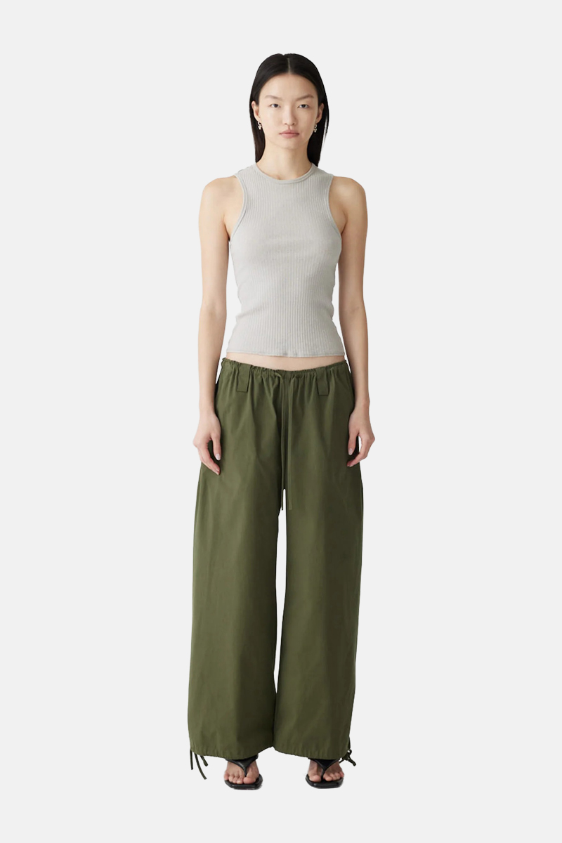 Bassike Drawstring Detail Pull On Pant Khaki