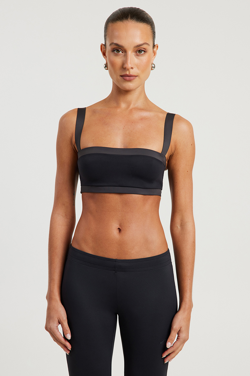 Nikeskims Shine Mix Straight-Neck Bra Nskm Obsidian/Nskm Igneous
