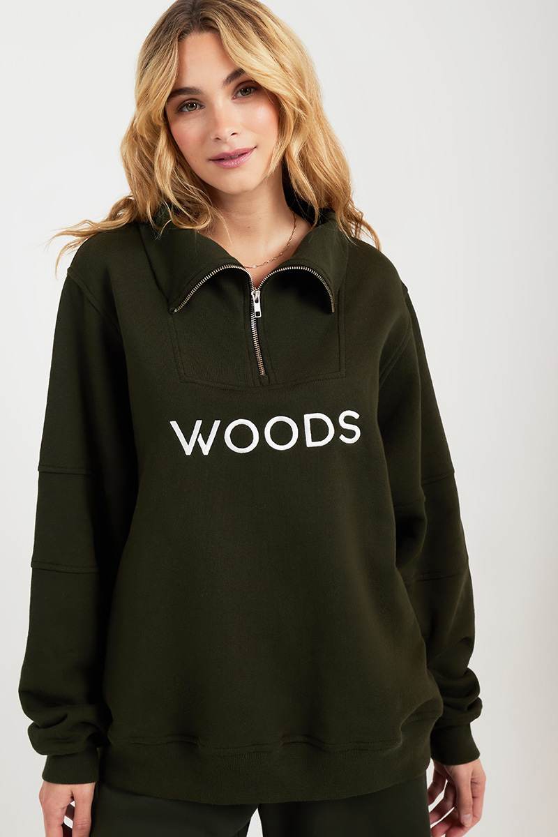 Viktoria & Woods Woods Zip Sweater Dark Khaki | Stylerunner