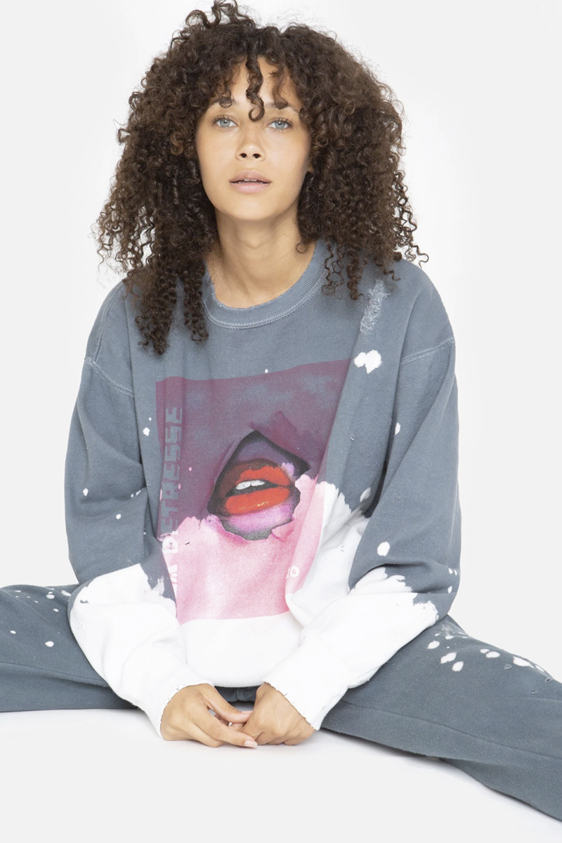 Acid Wash Charcoal Break Through Pullover