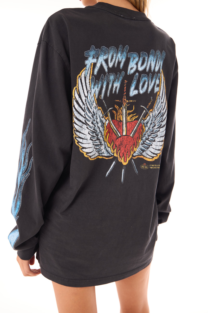 FELLE Bondi Lovers Long Sleeve Moto Tee Washed Black