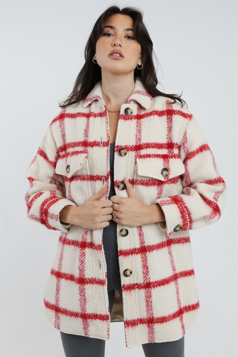 Ena Pelly Eve Wool Jacket Cherry Check | Stylerunner