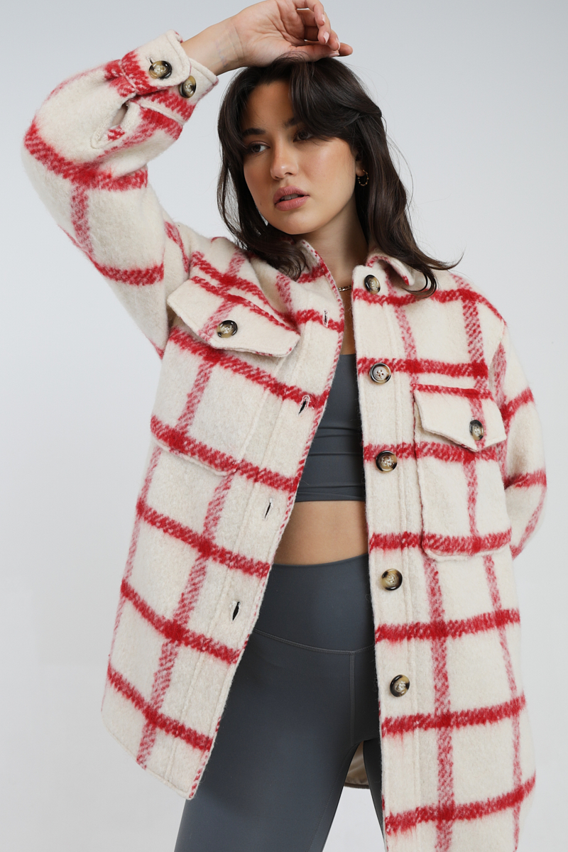 Ena Pelly Eve Wool Jacket Cherry Check | Stylerunner