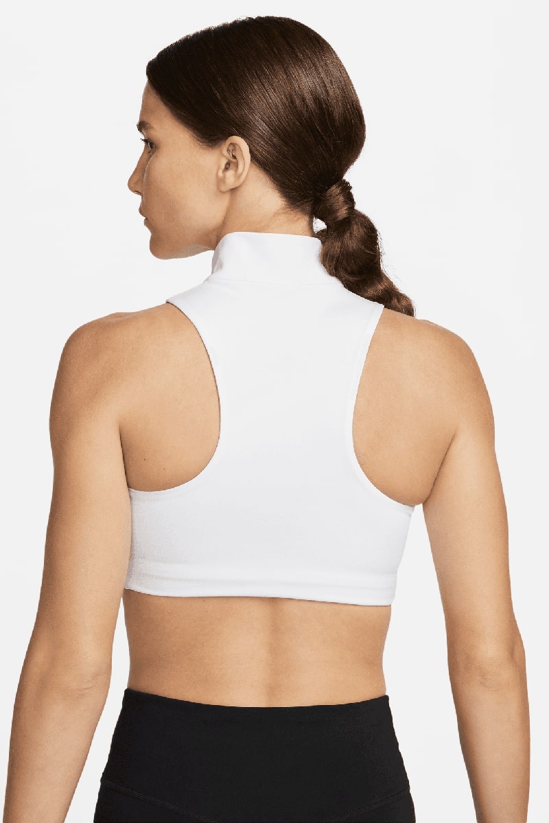 Nike Training swoosh zip front bra in black