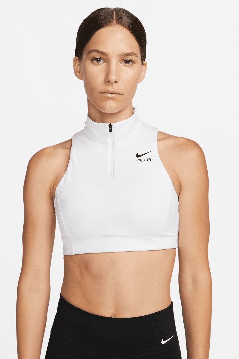 Nike Training swoosh zip front bra in black