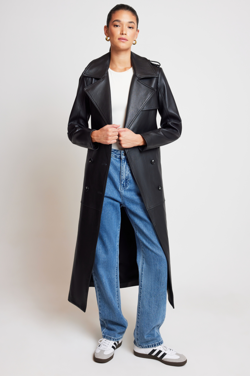 Ena Pelly Claudia Leather Trench Black | Stylerunner