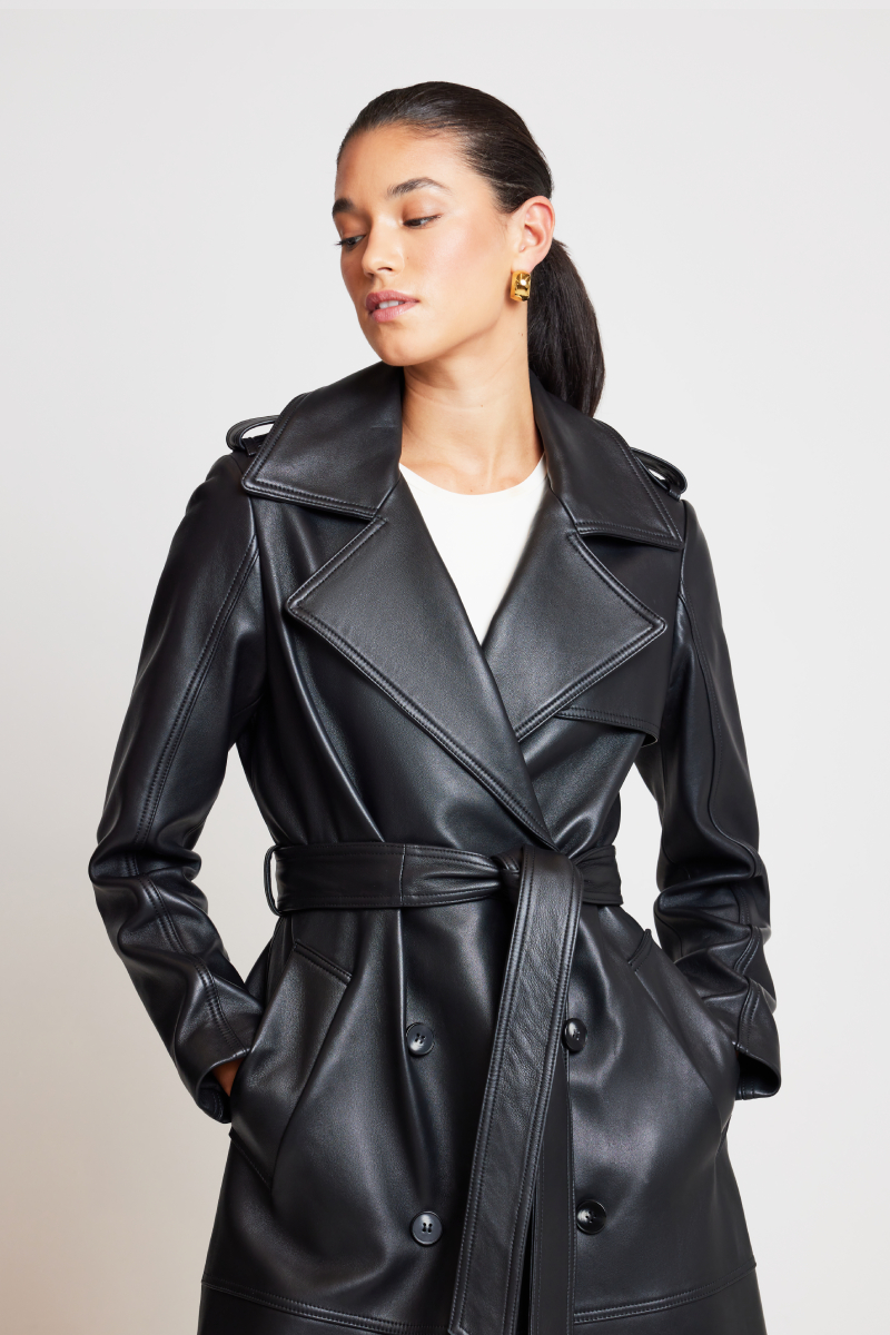 Ena Pelly Claudia Leather Trench Black