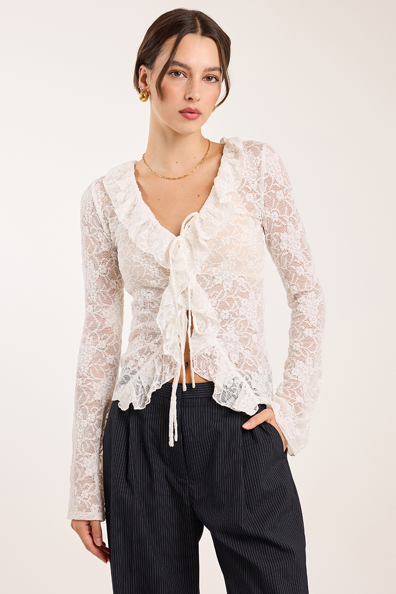ODE Harlowe Lace Blouse Soft White | Stylerunner