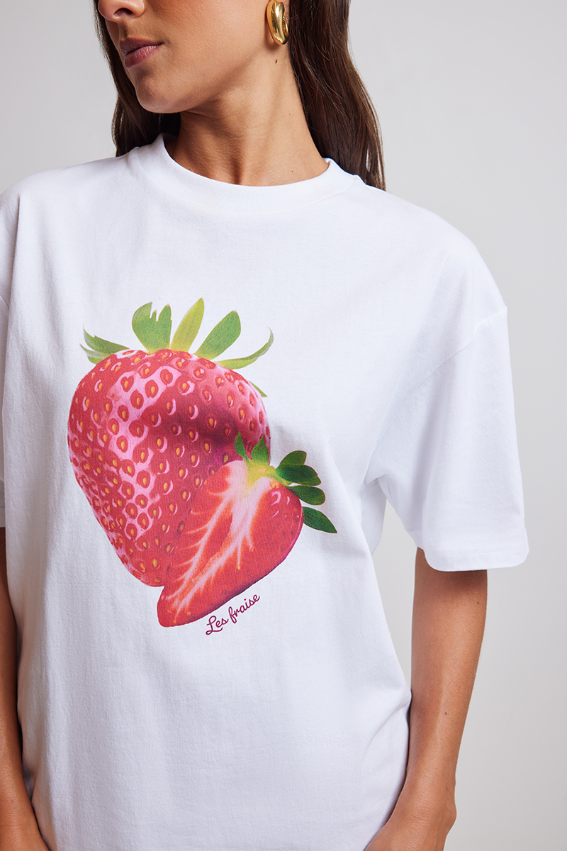 Stylerunner Strawberry Short Sleeve Tee Bright White | Stylerunner