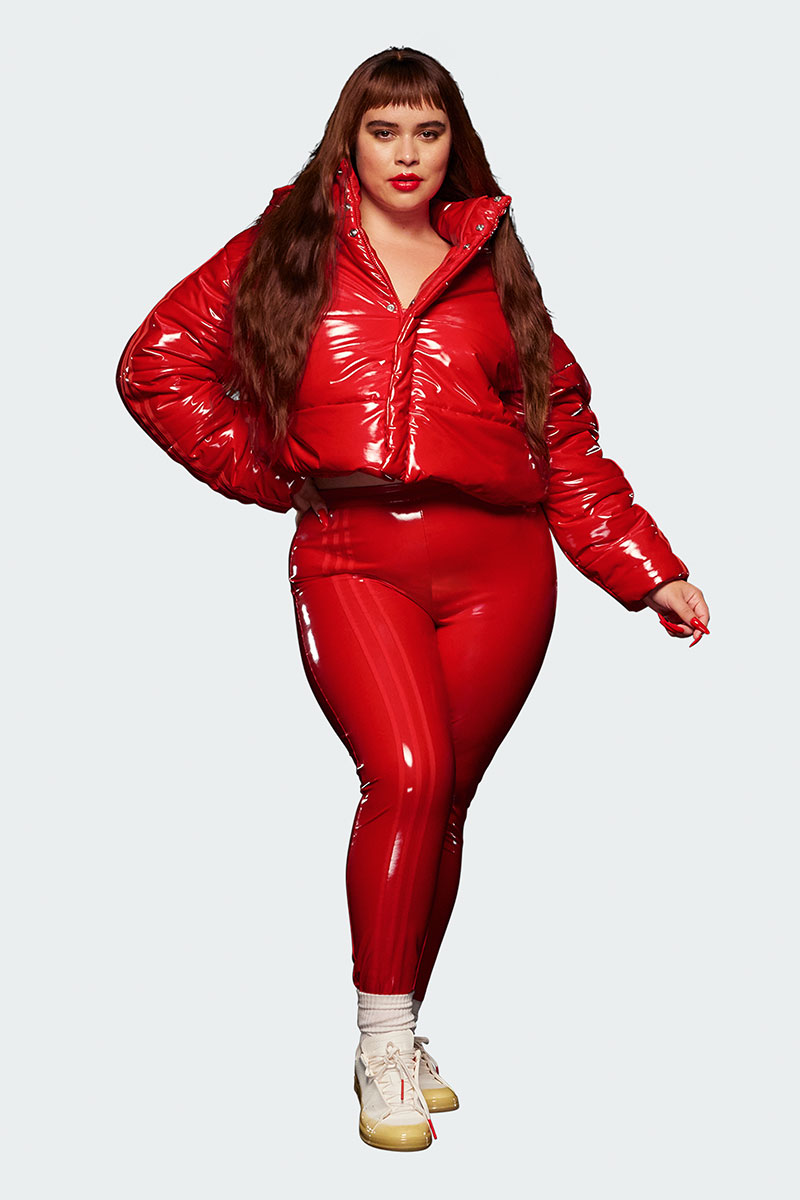 adidas Faux Latex Straight-Leg Pants (Plus Size) - Red